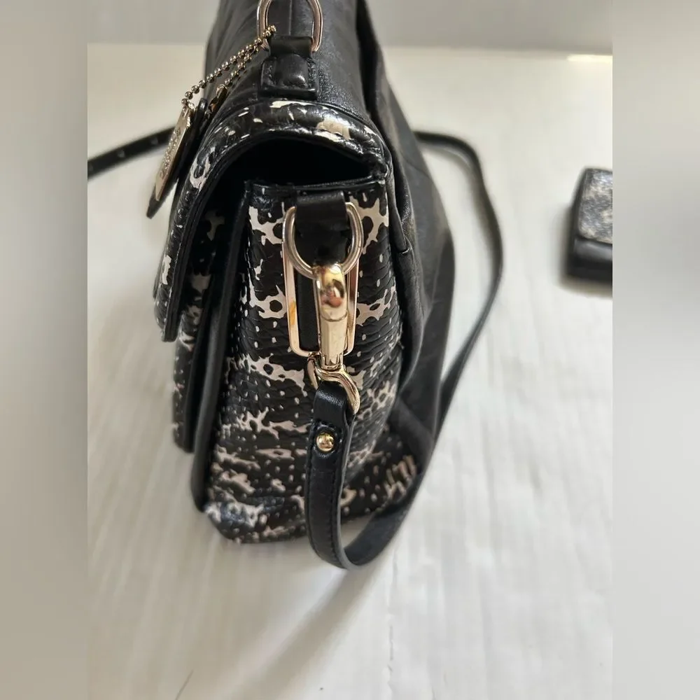 Coach Madison Sadie Flap Crossbody Satchel and Wallet in Two Tone Python 27849